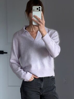 Charter Club 100% Cashmere Lilac Collared Sweater Size M NWOT